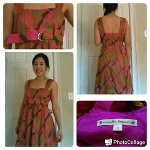 Nanette Lepore belted gold print dress